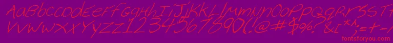 CheyenneHandItalic-Schriftart – Rote Schriften auf violettem Hintergrund