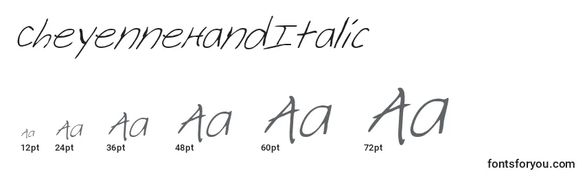 Размеры шрифта CheyenneHandItalic