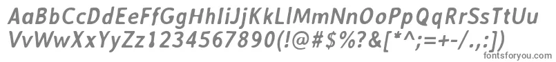 AveriasansBolditalic-fontti – harmaat kirjasimet valkoisella taustalla
