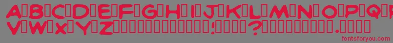 フォントBritcomicsNormal – 赤い文字の灰色の背景