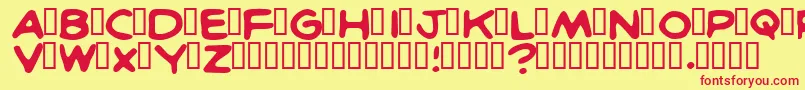 フォントBritcomicsNormal – 赤い文字の黄色い背景