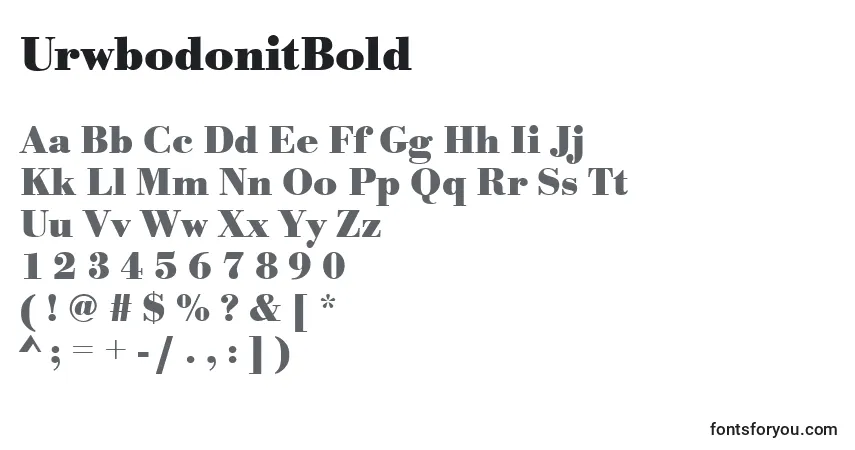 A fonte UrwbodonitBold – alfabeto, números, caracteres especiais