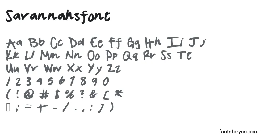 Schriftart Savannahsfont – Alphabet, Zahlen, spezielle Symbole