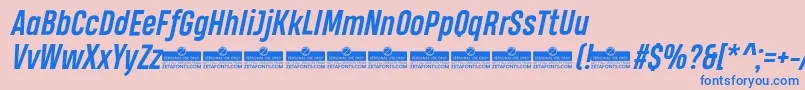 HeadingProBoldItalicTrial Font – Blue Fonts on Pink Background