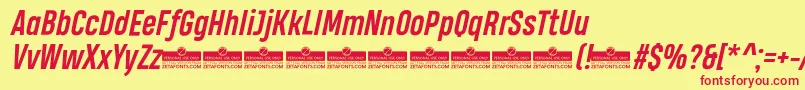 HeadingProBoldItalicTrial Font – Red Fonts on Yellow Background