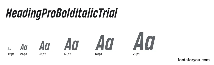 HeadingProBoldItalicTrial Font Sizes