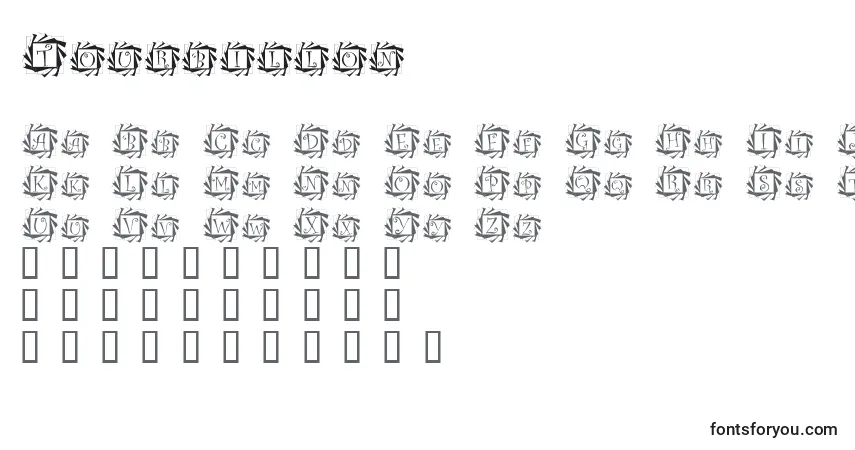 Schriftart Tourbillon – Alphabet, Zahlen, spezielle Symbole
