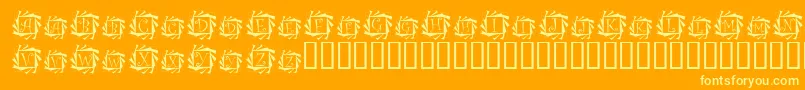 Tourbillon-Schriftart – Gelbe Schriften auf orangefarbenem Hintergrund