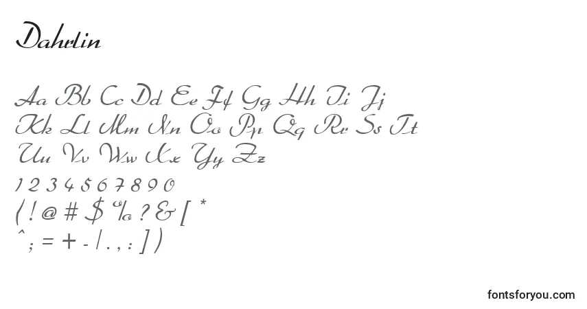 Czcionka Dahrlin – alfabet, cyfry, specjalne znaki