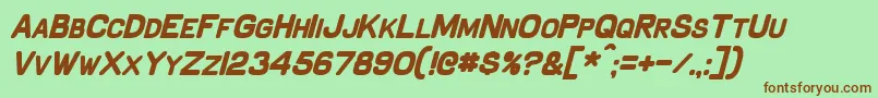 SchnaubeltBoldItalic-fontti – ruskeat fontit vihreällä taustalla