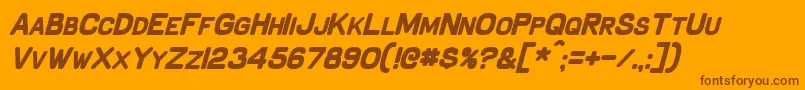 SchnaubeltBoldItalic-fontti – ruskeat fontit oranssilla taustalla