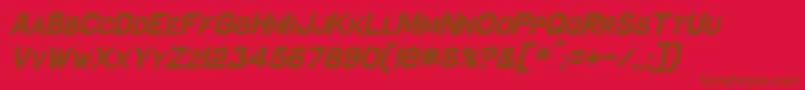 SchnaubeltBoldItalic-fontti – ruskeat fontit punaisella taustalla