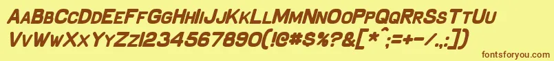 フォントSchnaubeltBoldItalic – 茶色の文字が黄色の背景にあります。