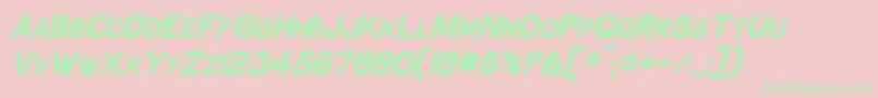 SchnaubeltBoldItalic-fontti – vihreät fontit vaaleanpunaisella taustalla