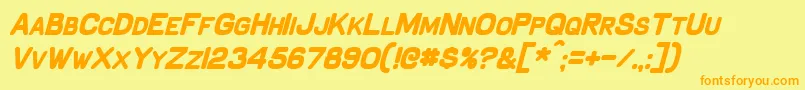 SchnaubeltBoldItalic-fontti – oranssit fontit keltaisella taustalla