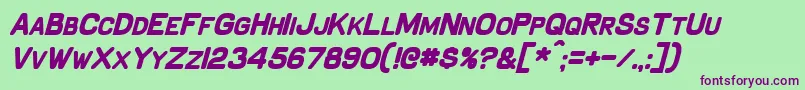 SchnaubeltBoldItalic-fontti – violetit fontit vihreällä taustalla