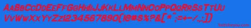 SchnaubeltBoldItalic-fontti – punaiset fontit sinisellä taustalla