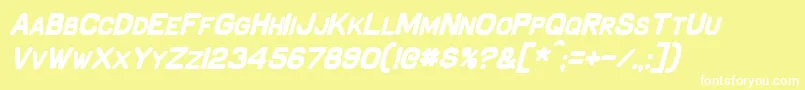 SchnaubeltBoldItalic-fontti – valkoiset fontit keltaisella taustalla