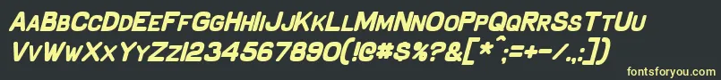 SchnaubeltBoldItalic-fontti – keltaiset fontit mustalla taustalla
