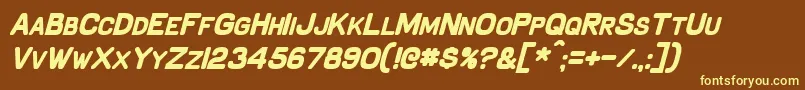 SchnaubeltBoldItalic-fontti – keltaiset fontit ruskealla taustalla