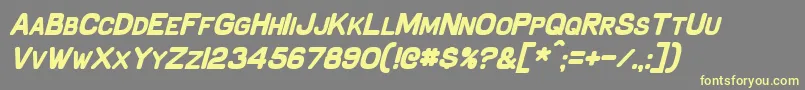 SchnaubeltBoldItalic-fontti – keltaiset fontit harmaalla taustalla