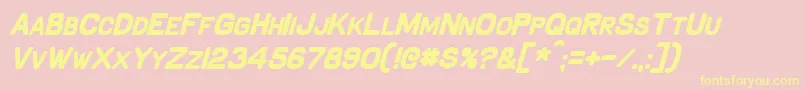 SchnaubeltBoldItalic-fontti – keltaiset fontit vaaleanpunaisella taustalla