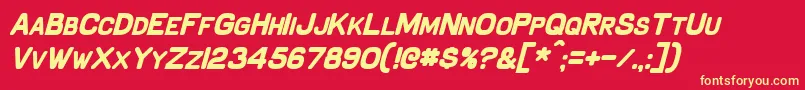 SchnaubeltBoldItalic-fontti – keltaiset fontit punaisella taustalla