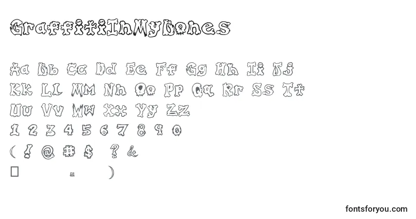 A fonte GraffitiInMyBones – alfabeto, números, caracteres especiais