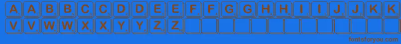 Scramble-Schriftart – Braune Schriften auf blauem Hintergrund