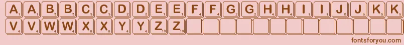 Scramble-Schriftart – Braune Schriften auf rosa Hintergrund