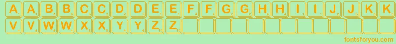 Scramble-Schriftart – Orangefarbene Schriften auf grünem Hintergrund