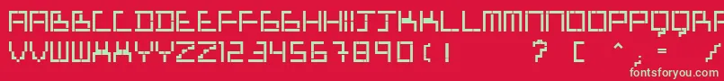 TetrisManiaType-Schriftart – Grüne Schriften auf rotem Hintergrund