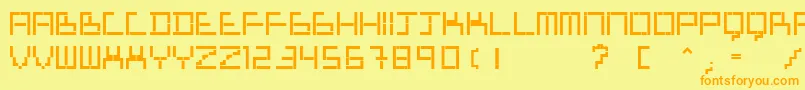 Czcionka TetrisManiaType – pomarańczowe czcionki na żółtym tle