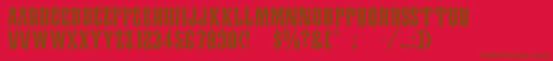 Dskork-Schriftart – Braune Schriften auf rotem Hintergrund