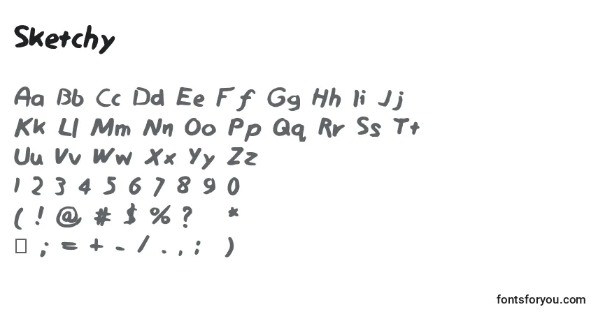 A fonte Sketchy (52563) – alfabeto, números, caracteres especiais