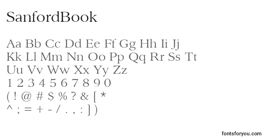 A fonte SanfordBook – alfabeto, números, caracteres especiais