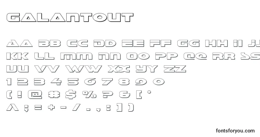 Schriftart Galantout – Alphabet, Zahlen, spezielle Symbole