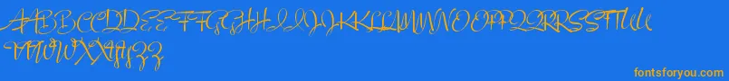 Individualcapitals Font – Orange Fonts on Blue Background