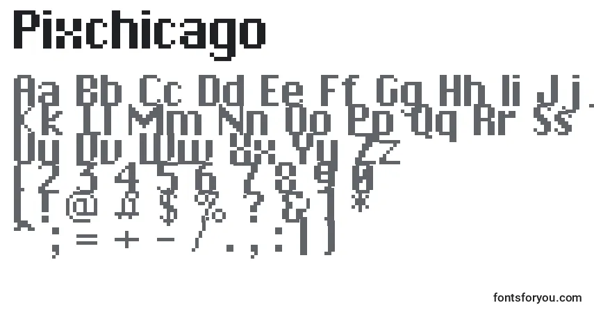 Pixchicago Font – alphabet, numbers, special characters