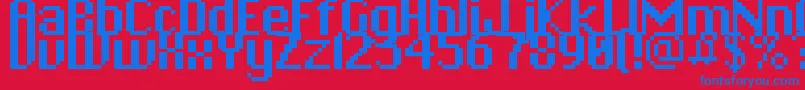 Pixchicago Font – Blue Fonts on Red Background