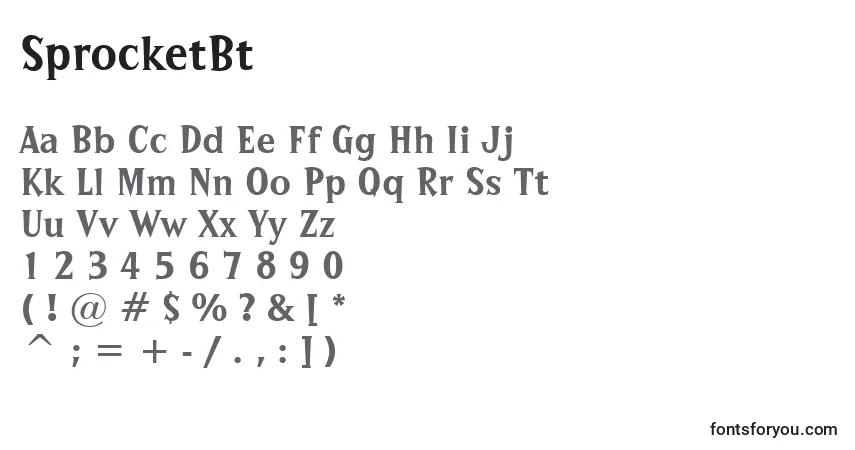 Czcionka SprocketBt – alfabet, cyfry, specjalne znaki