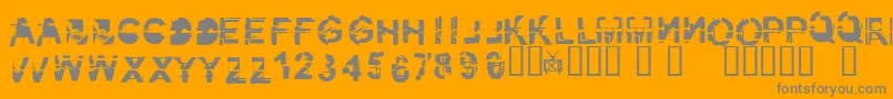 KibblezNoBitz-fontti – harmaat kirjasimet oranssilla taustalla