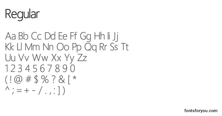 A fonte Regular (52574) – alfabeto, números, caracteres especiais