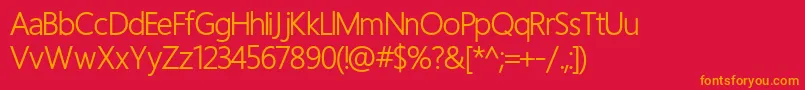 Regular-Schriftart – Orangefarbene Schriften auf rotem Hintergrund