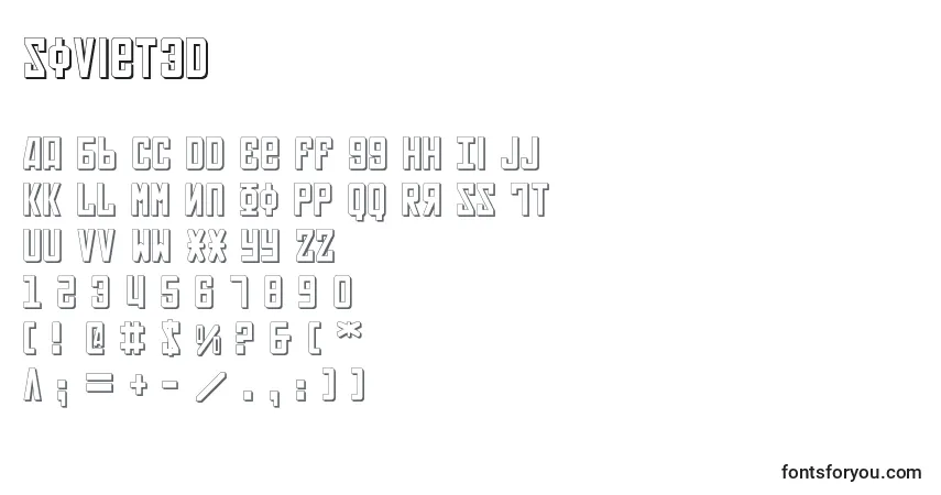 Czcionka Soviet3D – alfabet, cyfry, specjalne znaki