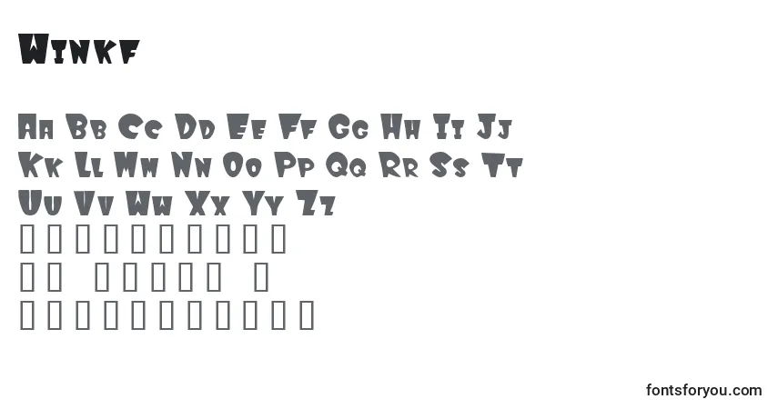 A fonte Winkf – alfabeto, números, caracteres especiais
