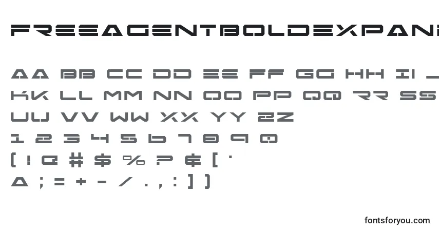 Schriftart FreeAgentBoldExpanded – Alphabet, Zahlen, spezielle Symbole