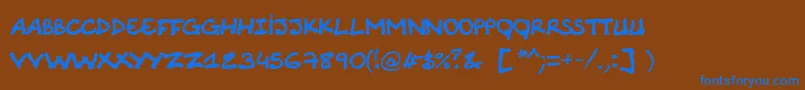 Więcej informacji o czcionce Comicnote Czcionka Comicnote – niebieskie czcionki na brązowym tle