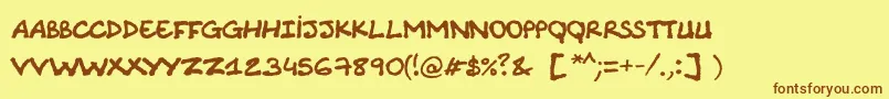 Comicnote Font – Brown Fonts on Yellow Background