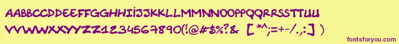 Comicnote Font – Purple Fonts on Yellow Background